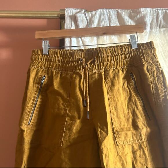 Athleta Cabo Linen Jogger Toasted Ochre Gold Burnt Orange Athleisure Size 4 - Picture 3 of 9